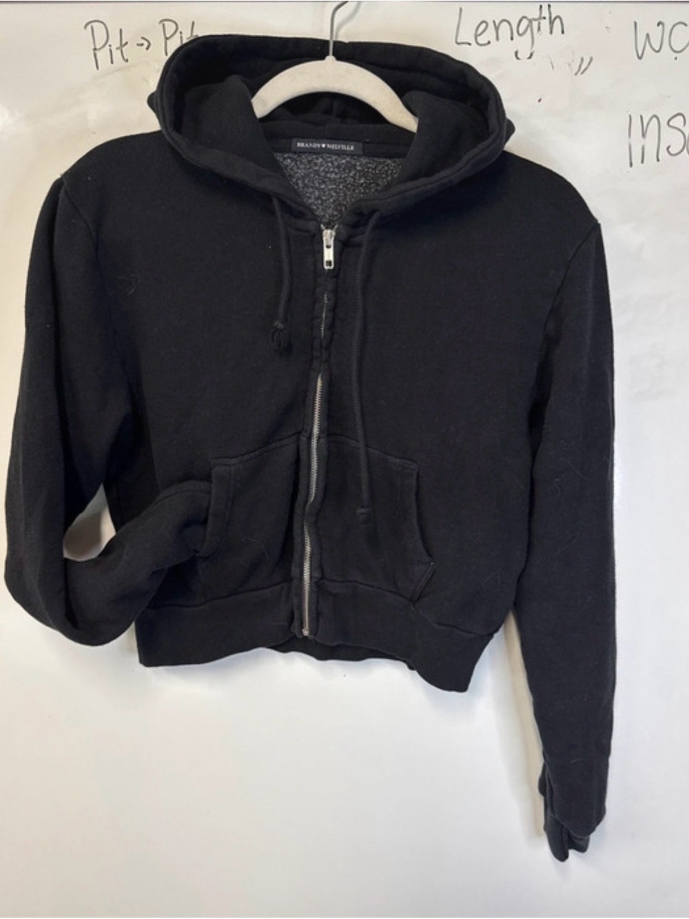 Brandy Melville Black Cropped Zip Hoodie